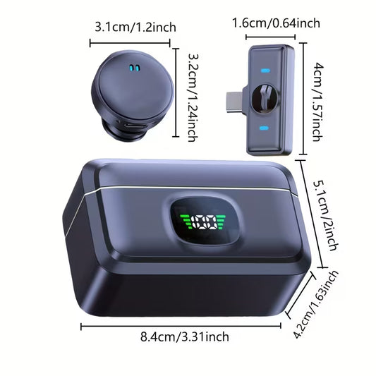 HITOZON Professional Wireless Lavalier Microphone Plug and Play with Type C Charging Case LED Display