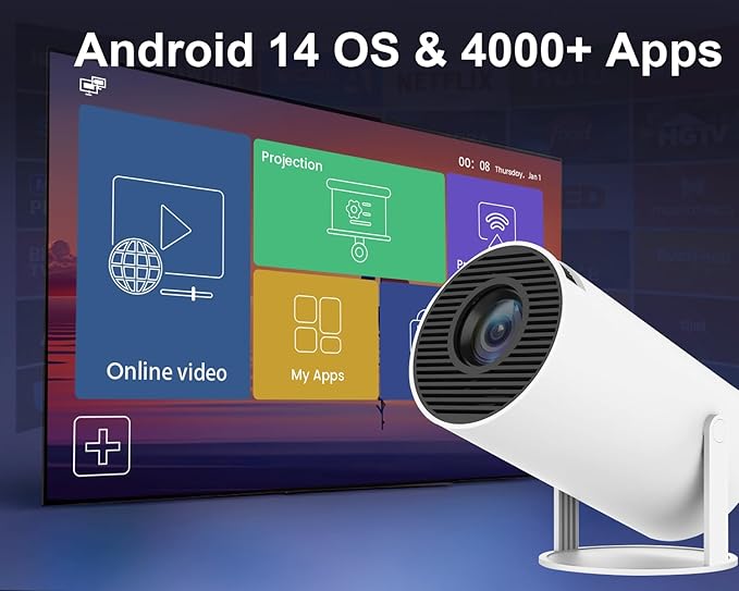 Smart Projector β 4K Ultra HD Support | Native 1080p | Android Netflix & Prime