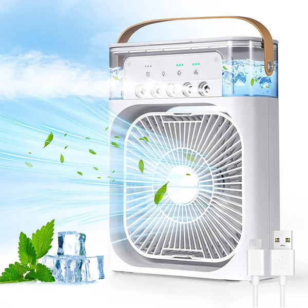 Portable Mini AC Air Cooler for Room Cooling with 7 Color LED Light, 3 Wind Speeds, 3 Spray Modes & Timer