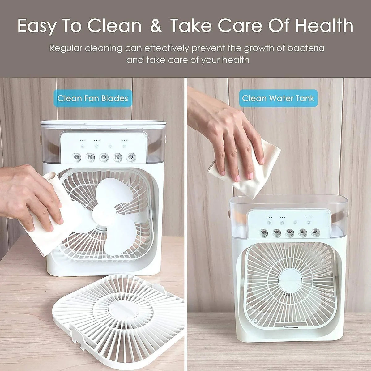 Portable Mini AC Air Cooler for Room Cooling with 7 Color LED Light, 3 Wind Speeds, 3 Spray Modes & Timer