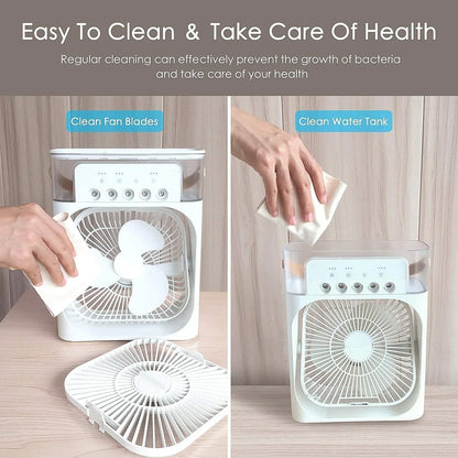 Portable Mini AC Air Cooler for Room Cooling with 7 Color LED Light, 3 Wind Speeds, 3 Spray Modes & Timer