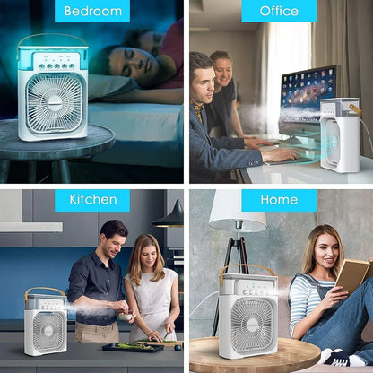 Portable Mini AC Air Cooler for Room Cooling with 7 Color LED Light, 3 Wind Speeds, 3 Spray Modes & Timer