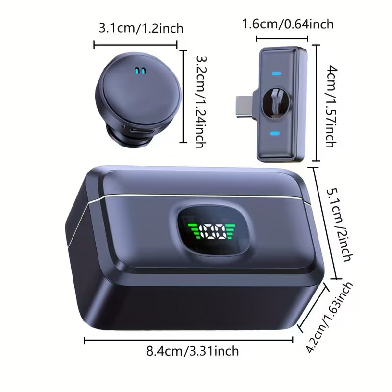 HITOZON Professional Wireless Lavalier Microphone Plug and Play with Type C Charging Case LED Display