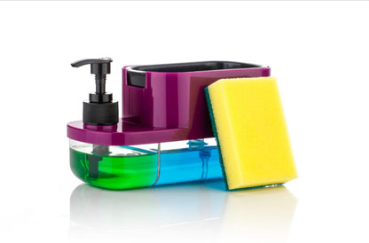 3 in 1 Soap Pump Dispenser Dish Soap Liquid Dispenser with Sponge Holder for Kitchen and Bathroom