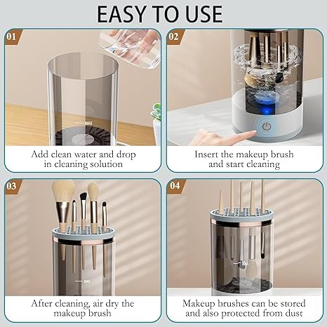 Electric Cosmetic Makeup Brush Cleaning Tool One Button Makeup Brush Cleaner and Dryer Machine