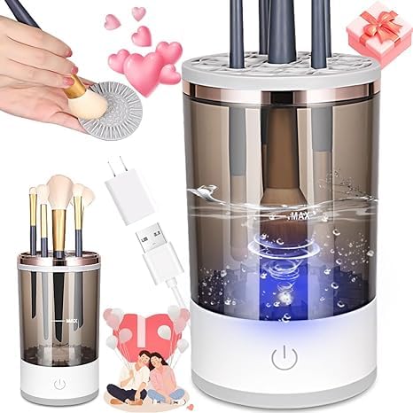 Electric Cosmetic Makeup Brush Cleaning Tool One Button Makeup Brush Cleaner and Dryer Machine
