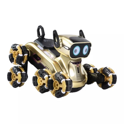 8 Wheel RC Stunt Robot Dog 2.4GHz Remote Control Pet Toy with LED Eyes Smoke Effect Rechargeable Battery