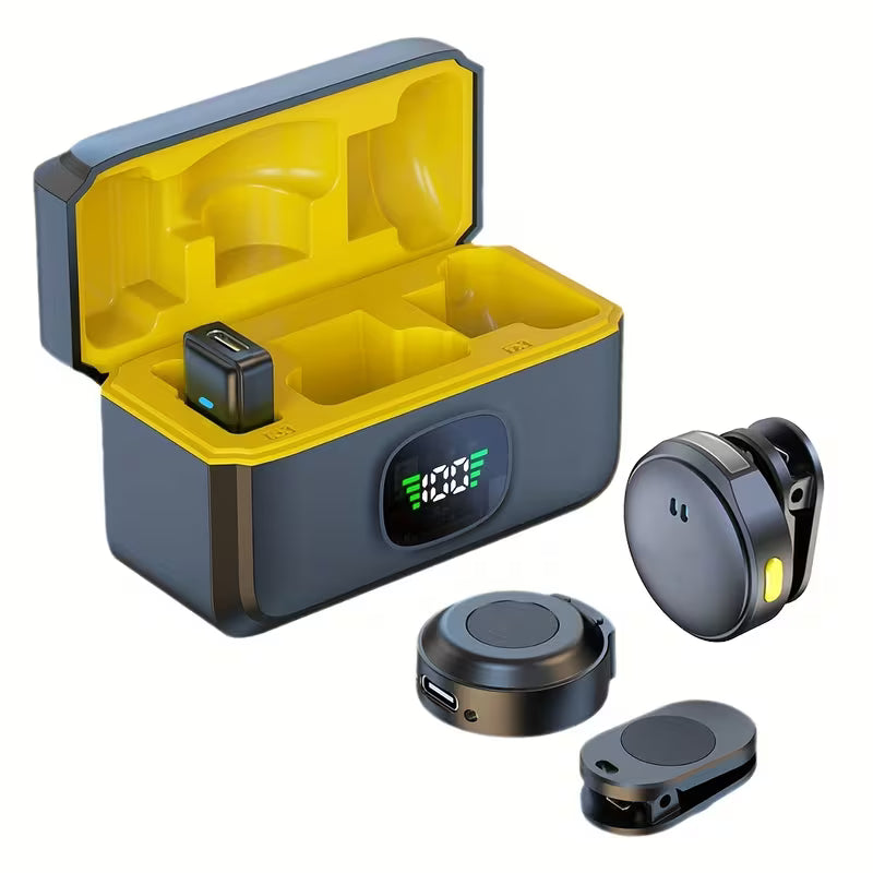 HITOZON Professional Wireless Lavalier Microphone Plug and Play with Type C Charging Case LED Display