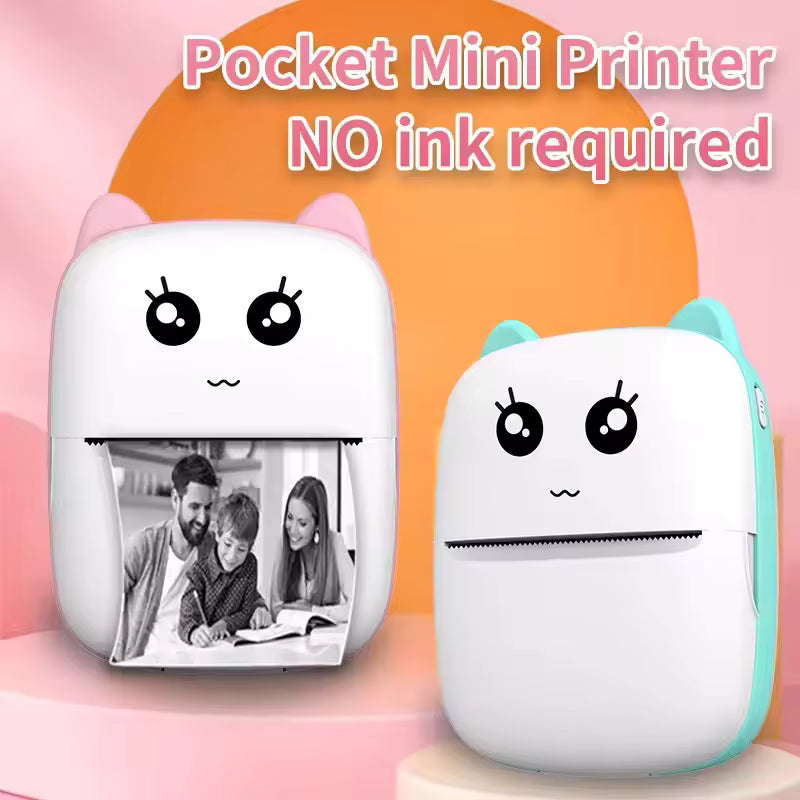 Mini Thermal Printer USB Rechargeable Wireless Portable Printer for Photos Labels Travel