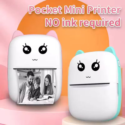 Mini Thermal Printer USB Rechargeable Wireless Portable Printer for Photos Labels Travel