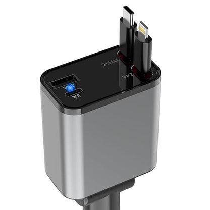 120W 4 in 1 Retractable Car Charger Socket Multi USB Type C Fast Charger for Android Devices