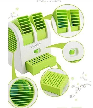 Dual Bladeless Mini Air Conditioner Portable Air Cooler Fan with LED Light