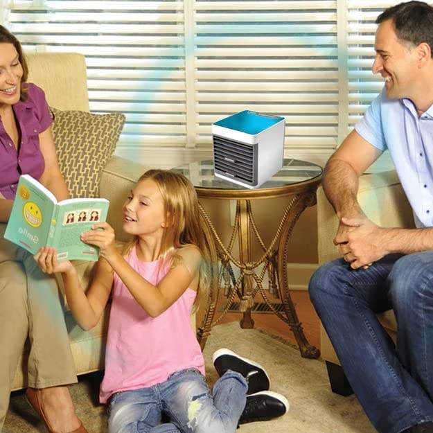 Mini Portable Air Cooler Personal Space Cooler with Water Tank and Mood LED Light