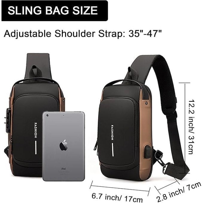 GadgetBite EVA Hard Shell Sling Bag for Men – Waterproof Travel Chest Crossbody Bag