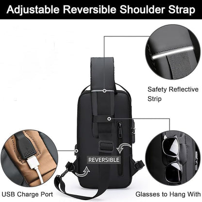 GadgetBite EVA Hard Shell Sling Bag for Men – Waterproof Travel Chest Crossbody Bag