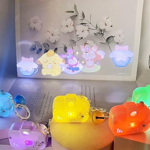 Mini Camera Projector Keychain – Vintage Camera LED Photo Projection Keyring