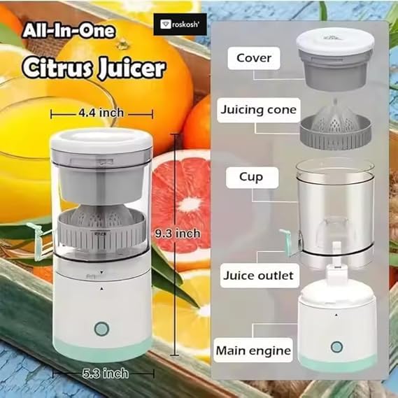 Electric Citrus Juicer USB Rechargeable Automatic Juice Maker for Orange Lemon