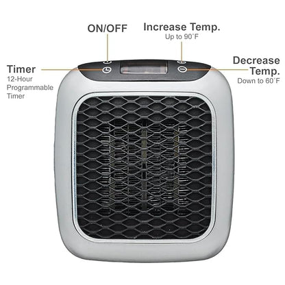 800W Portable Heater, plug in heater, room heater (office, bedroom, study room, kitchen, bathroom etc) with unique design and LED display. (Short Range Remote)