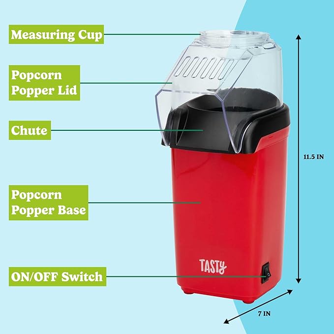 Hot Air Popper Electric Popcorn Maker Machine 1200W No Oil Healthy Snack Maker