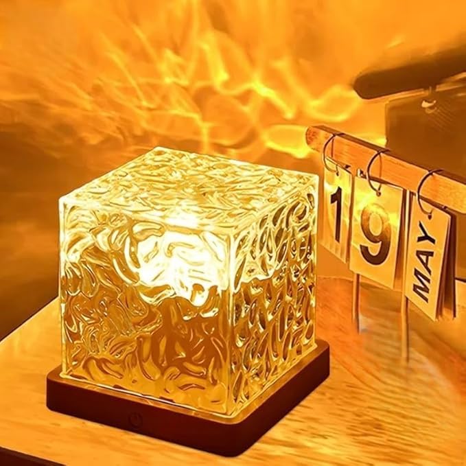 Desidiya Acrylic Ocean Wave Night Light Projector – 3D Crystal LED Lamp with Remote Control