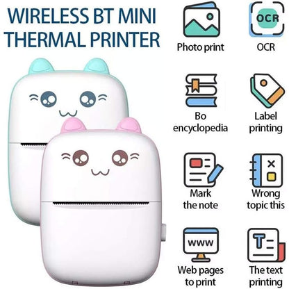 Mini Thermal Printer USB Rechargeable Wireless Portable Printer for Photos Labels Travel