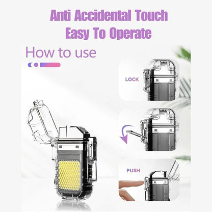 Electric Lighter Flashlight – USB Rechargeable Windproof Arc Lighter with LED Torch