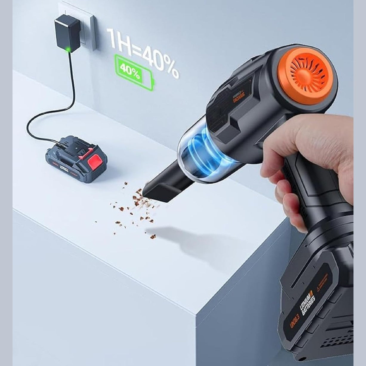 Portable Car Vacuum Cleaner with Blower – USB Rechargeable Wireless Handheld Cleaner