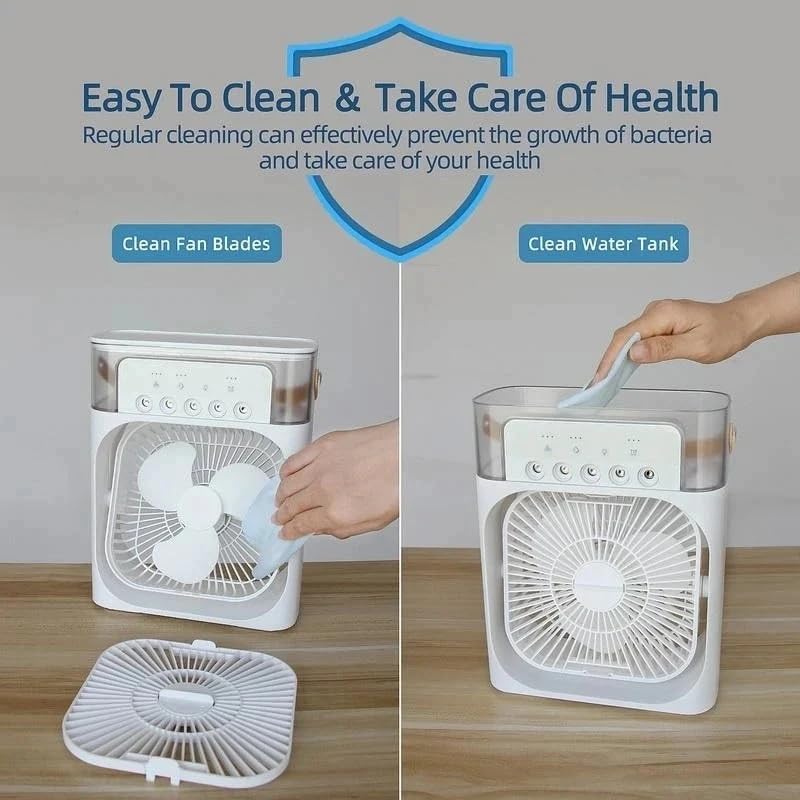 Portable Mini AC Air Cooler for Room Cooling with 7 Color LED Light, 3 Wind Speeds, 3 Spray Modes & Timer