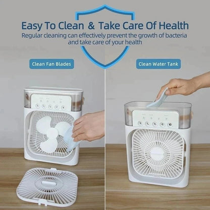 Portable Mini AC Air Cooler for Room Cooling with 7 Color LED Light, 3 Wind Speeds, 3 Spray Modes & Timer
