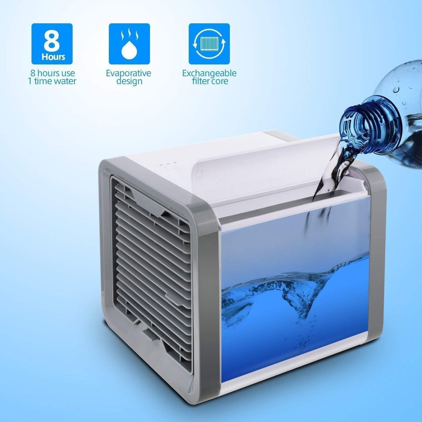 Mini Portable Air Cooler Personal Space Cooler with Water Tank and Mood LED Light