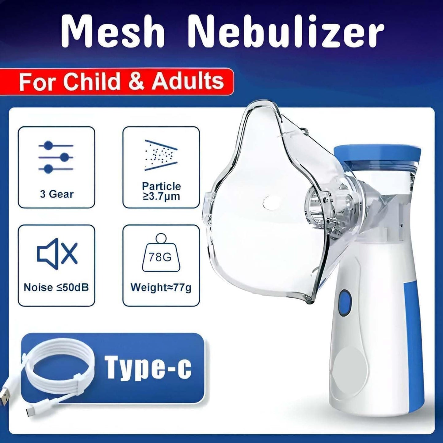 Portable Mesh Nebulizer for Kids & Adults | Silent Wireless Nebulizer for Asthma & Cough Relief