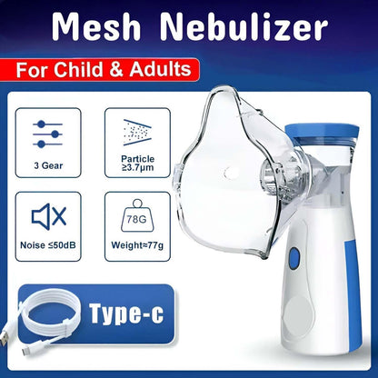 Portable Mesh Nebulizer for Kids & Adults | Silent Wireless Nebulizer for Asthma & Cough Relief