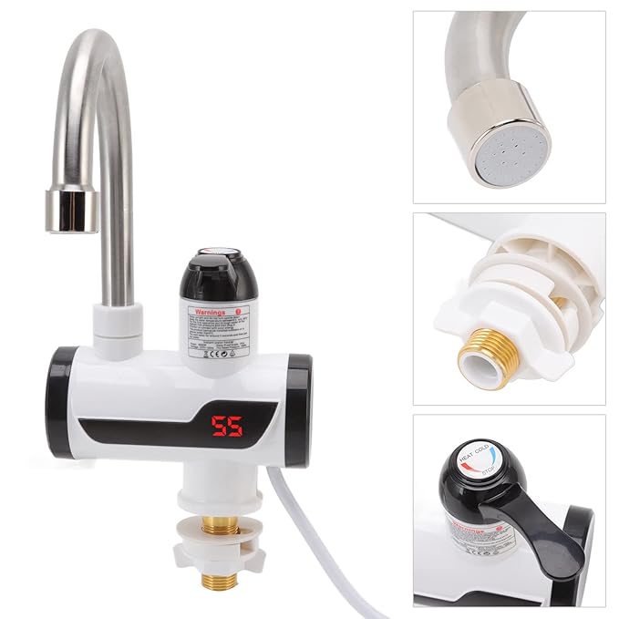 Instant Hot Water Tap Electric Instant Water Heater Faucet with LED Digital Display British Plug