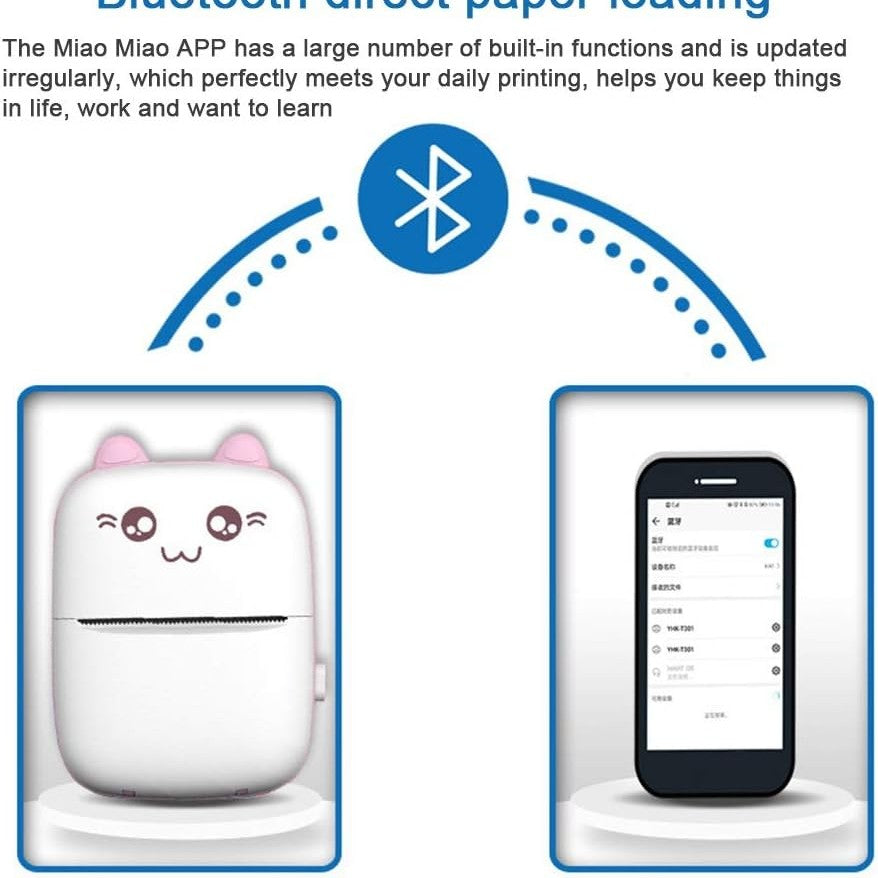 Mini Thermal Printer USB Rechargeable Wireless Portable Printer for Photos Labels Travel