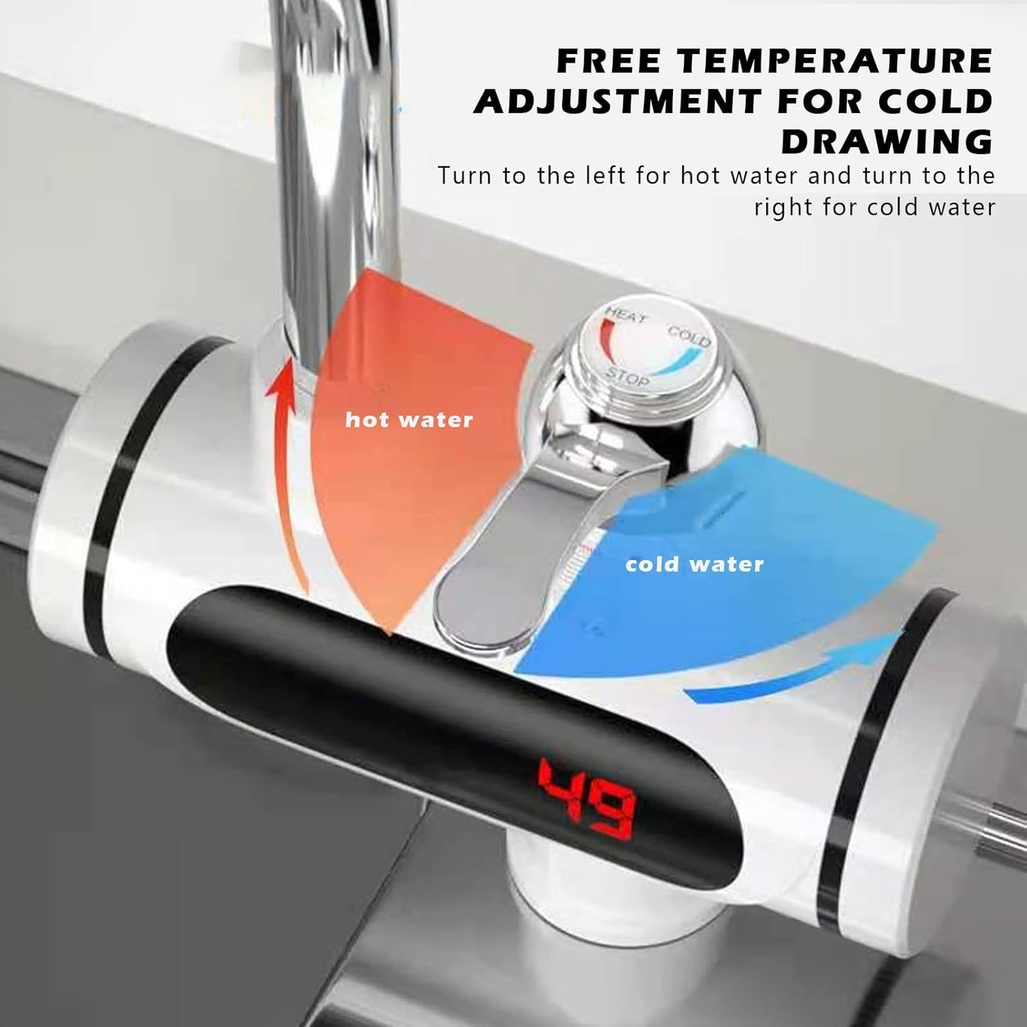 Instant Hot Water Tap Electric Instant Water Heater Faucet with LED Digital Display British Plug