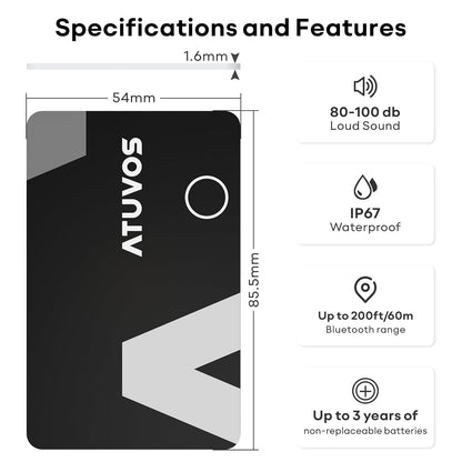 ATUVOS AirTag Wallet Tracker Card – Ultra-Thin Smart Bluetooth Item Finder (Apple Find My)