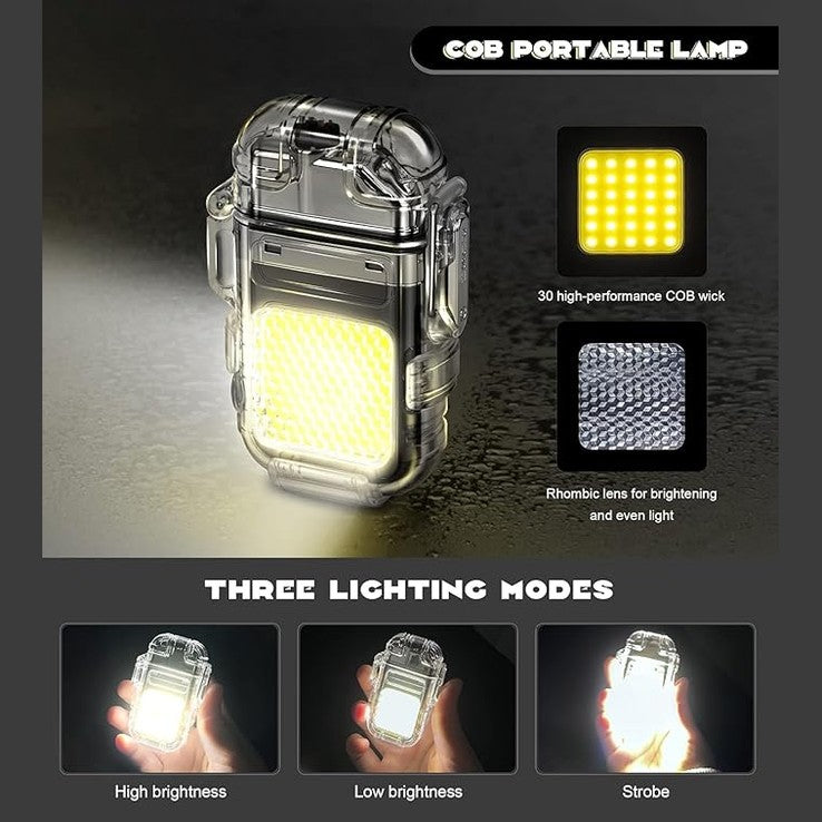 Electric Lighter Flashlight – USB Rechargeable Windproof Arc Lighter with LED Torch