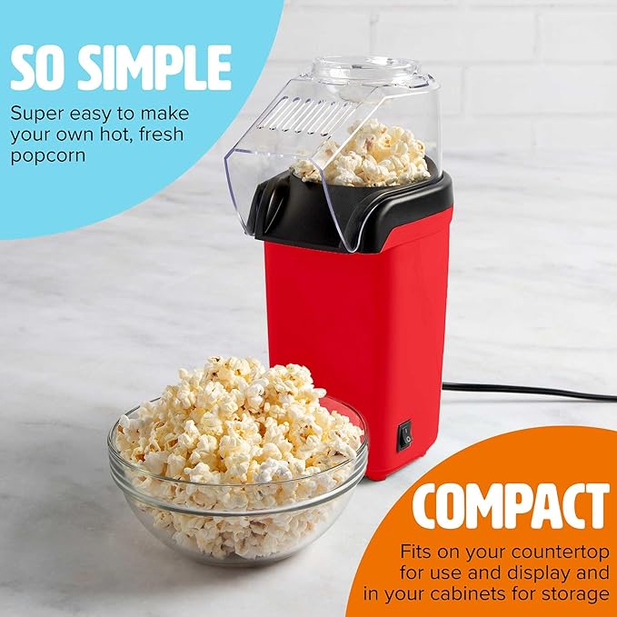 Hot Air Popper Electric Popcorn Maker Machine 1200W No Oil Healthy Snack Maker