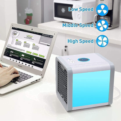Mini Portable Air Cooler Personal Space Cooler with Water Tank and Mood LED Light