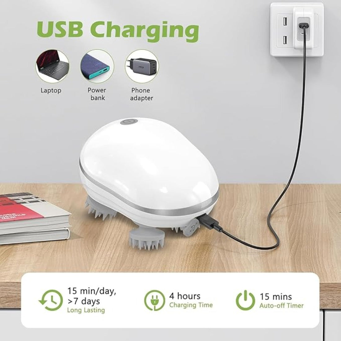 Electric Head Massager with Deep Relaxation Therapy for Stress Relief and Scalp Massage