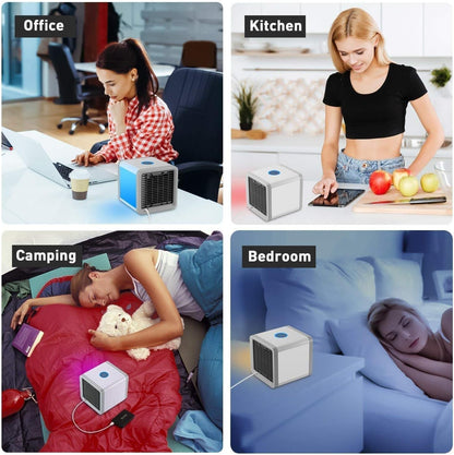 Mini Portable Air Cooler Personal Space Cooler with Water Tank and Mood LED Light