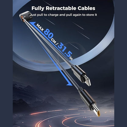 120W 4 in 1 Retractable Car Charger Socket Multi USB Type C Fast Charger for Android Devices