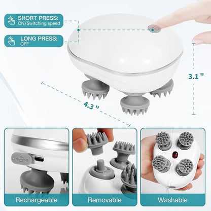 Electric Head Massager with Deep Relaxation Therapy for Stress Relief and Scalp Massage