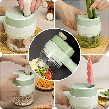 4 in 1 Electric Vegetable Chopper Cutter Mini Wireless Food Processor for Kitchen Use