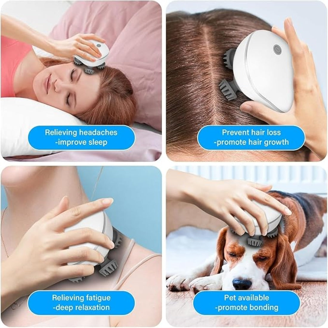 Electric Head Massager with Deep Relaxation Therapy for Stress Relief and Scalp Massage