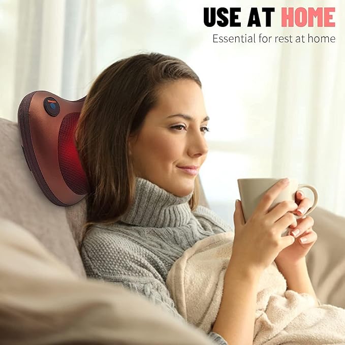 Electric Shiatsu Cushion Pillow Infrared Heat Therapy Massager for Neck Shoulder Back Pain Relief