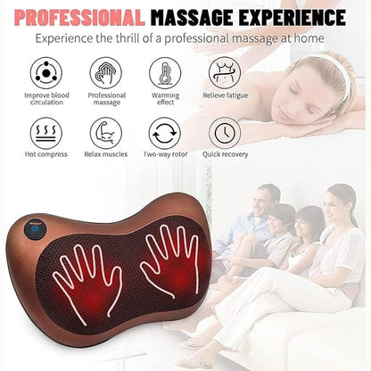 Electric Shiatsu Cushion Pillow Infrared Heat Therapy Massager for Neck Shoulder Back Pain Relief
