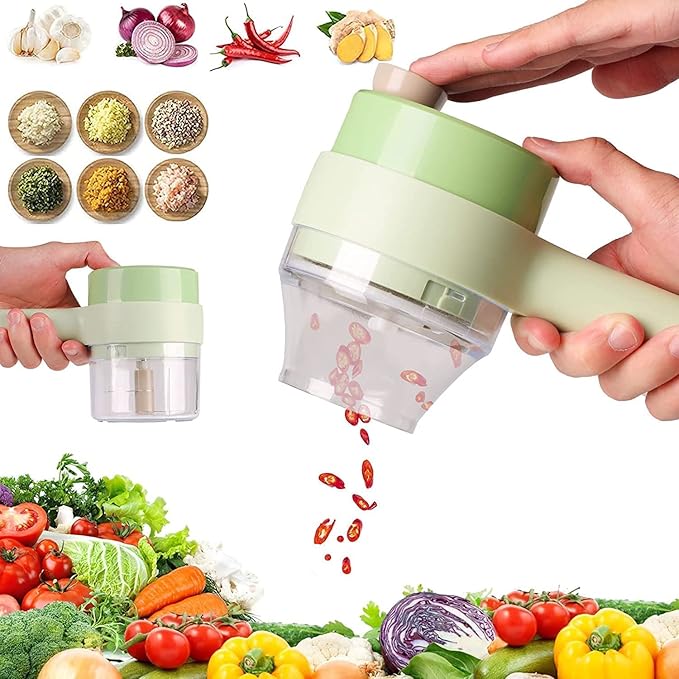 4 in 1 Electric Vegetable Chopper Cutter Mini Wireless Food Processor for Kitchen Use