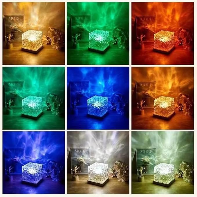Desidiya Acrylic Ocean Wave Night Light Projector – 3D Crystal LED Lamp with Remote Control