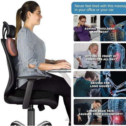 Electric Shiatsu Cushion Pillow Infrared Heat Therapy Massager for Neck Shoulder Back Pain Relief